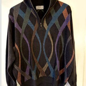 GORGEOUS ST CROIX MEN'S QUARTER (1/4) ZIP VIRGIN WOOL LONG SLEEVE SWEATER